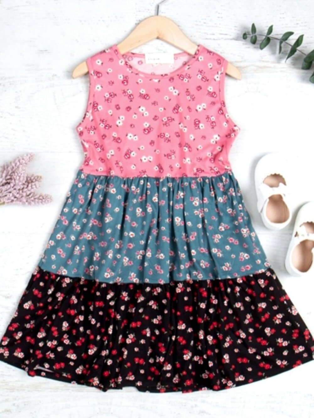 Girls Floral Tiered Dress w/ Pockets – You & Me – Size XL (14–16)